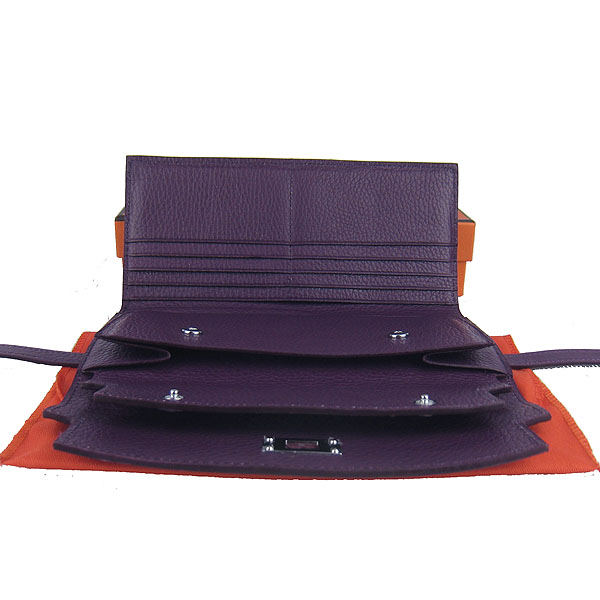 High Quality Hermes Kelly Long Clutch Bag Purple H009 Replica